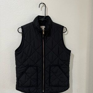J. Crew Black Quilted Vest with Gold Accents
